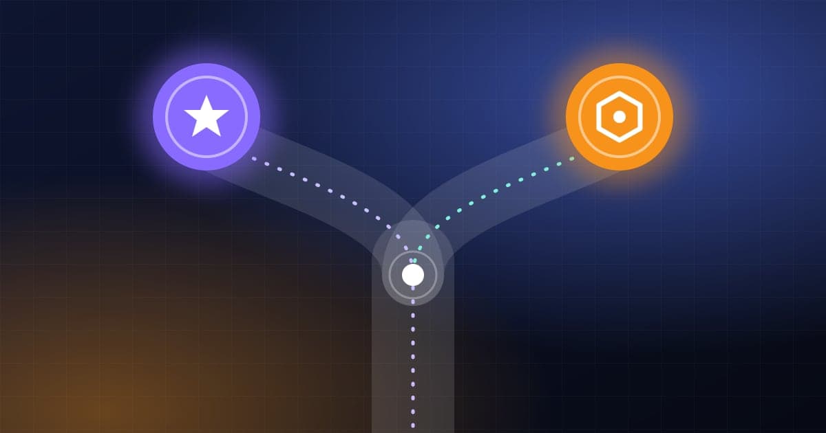 Illustration of two diverging paths